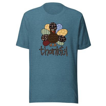 Thankful Pattern Turkey Short Sleeve Tee