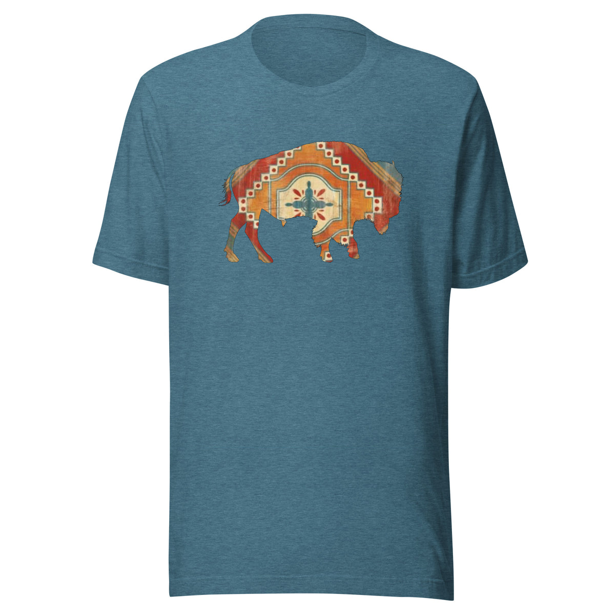 Buffalo SW Short Sleeve Tee in Heather Deep Teal, front view