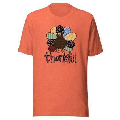 Thankful Pattern Turkey Short Sleeve Tee