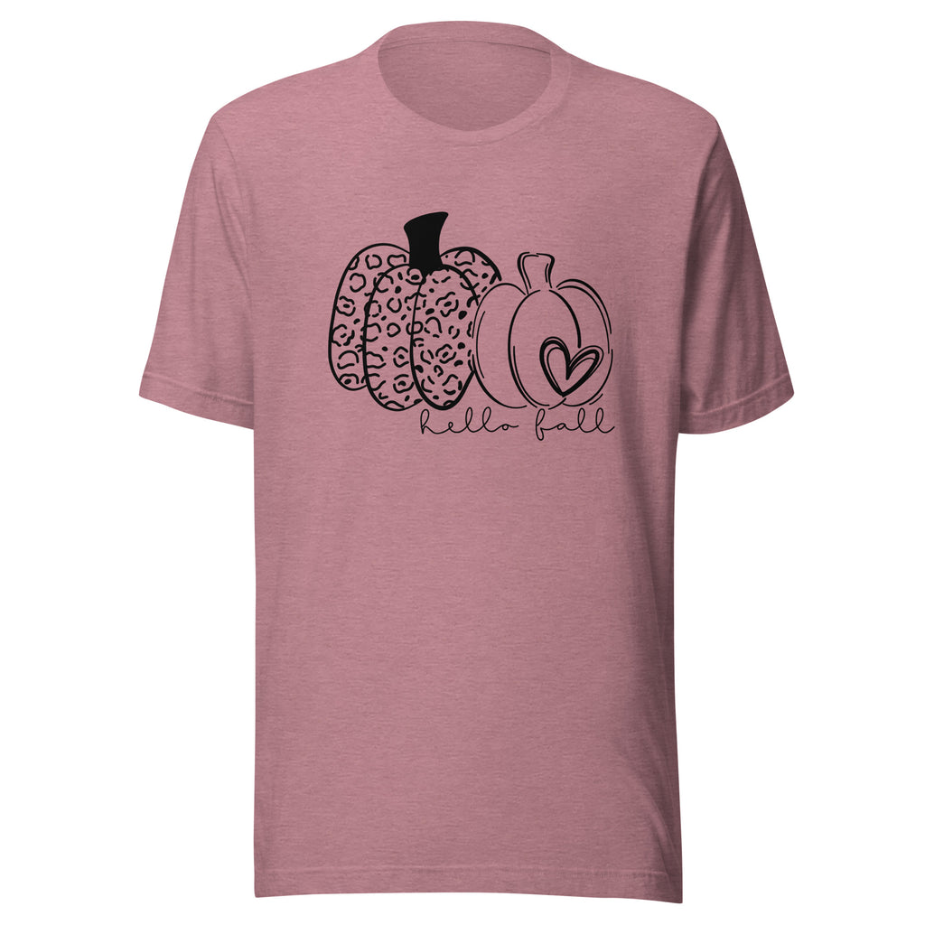 Hello Fall Two Pumpkins w Heart Short Sleeve Tshirt
