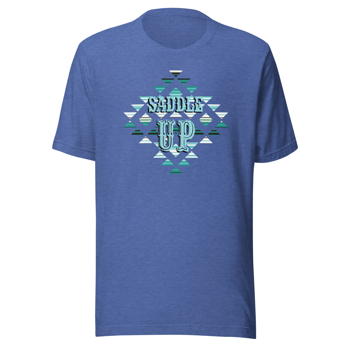 Saddle Up Aztec Tee in Heather True Royal, front view