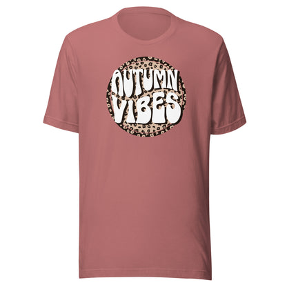 Autumn Vibes Leopard Circle Tee in Mauve, front view