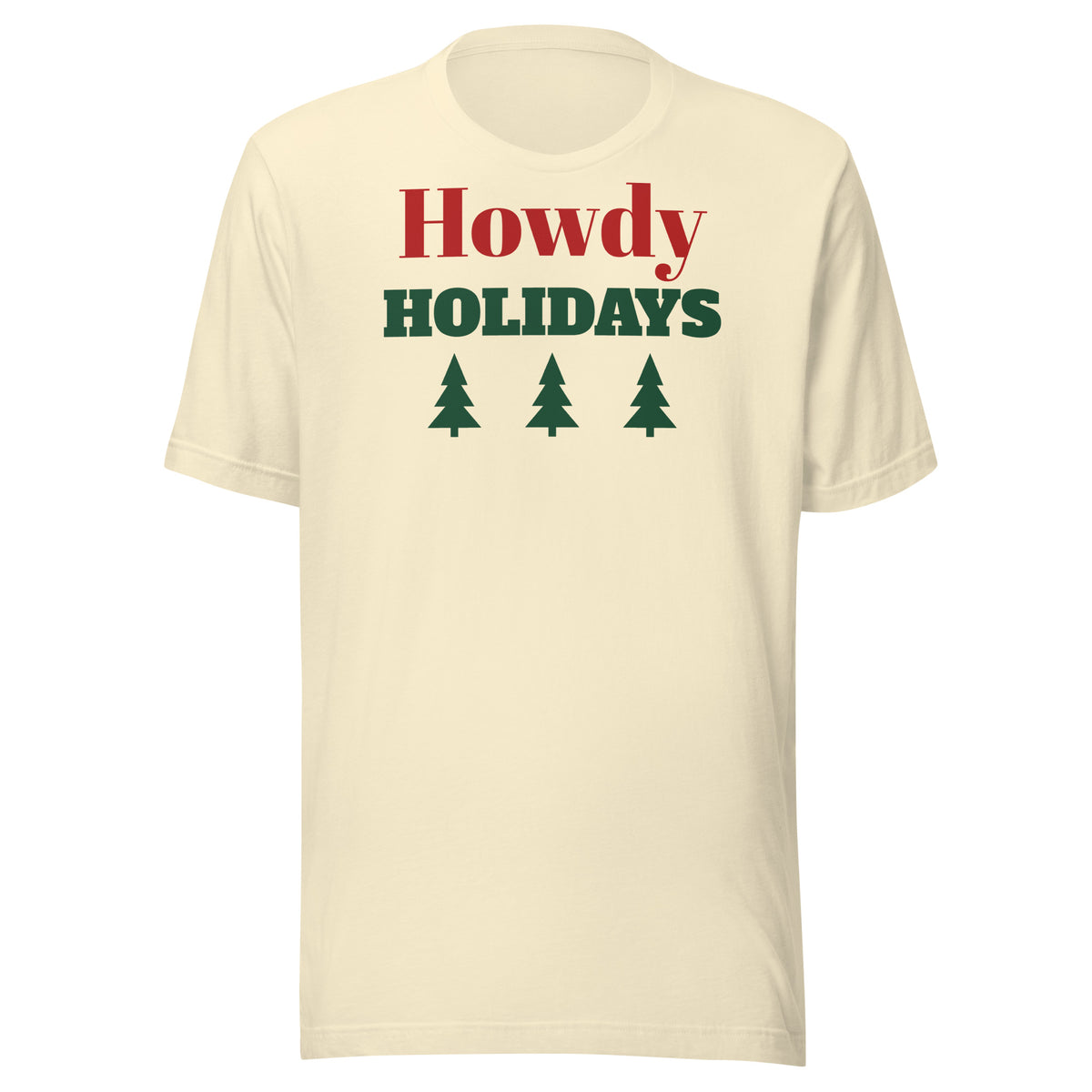 Howdy Holidays Western Christmas Tee in Natural, front view