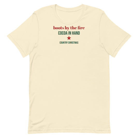 Boots By The Fire Country Christmas Tee in Natural, front view