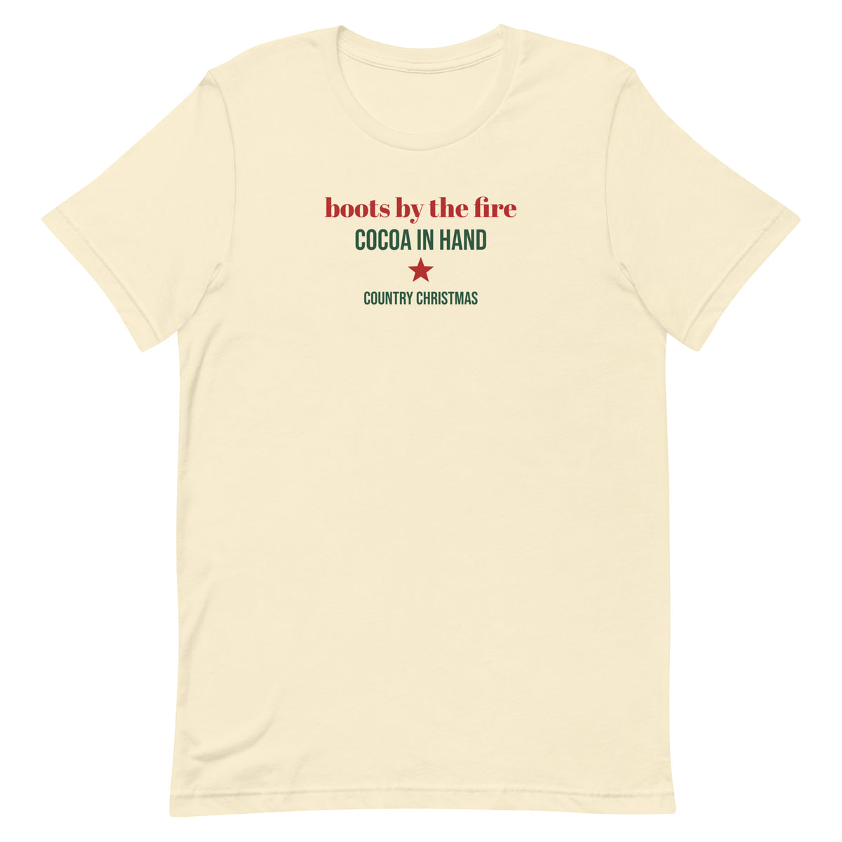 Boots By The Fire Country Christmas Tee in Natural, front view