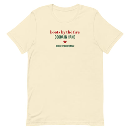 Boots By The Fire Country Christmas Tee in Natural, front view