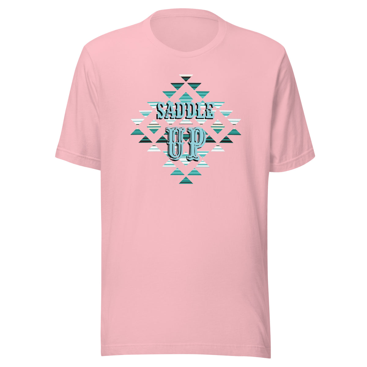 Saddle Up Aztec Tee in Pink, front view