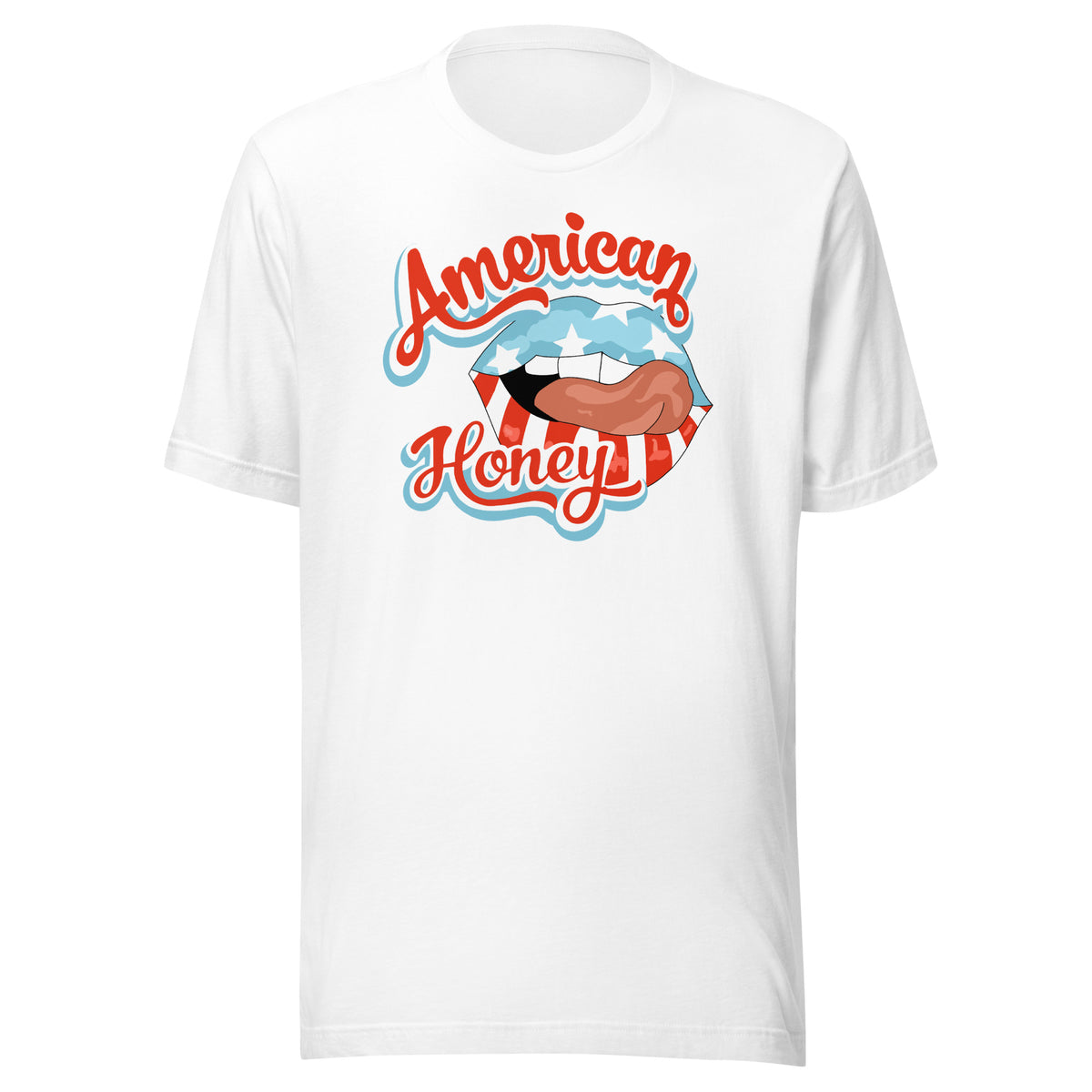 American Honey Patriotic Short Sleeve Tee in White, front view