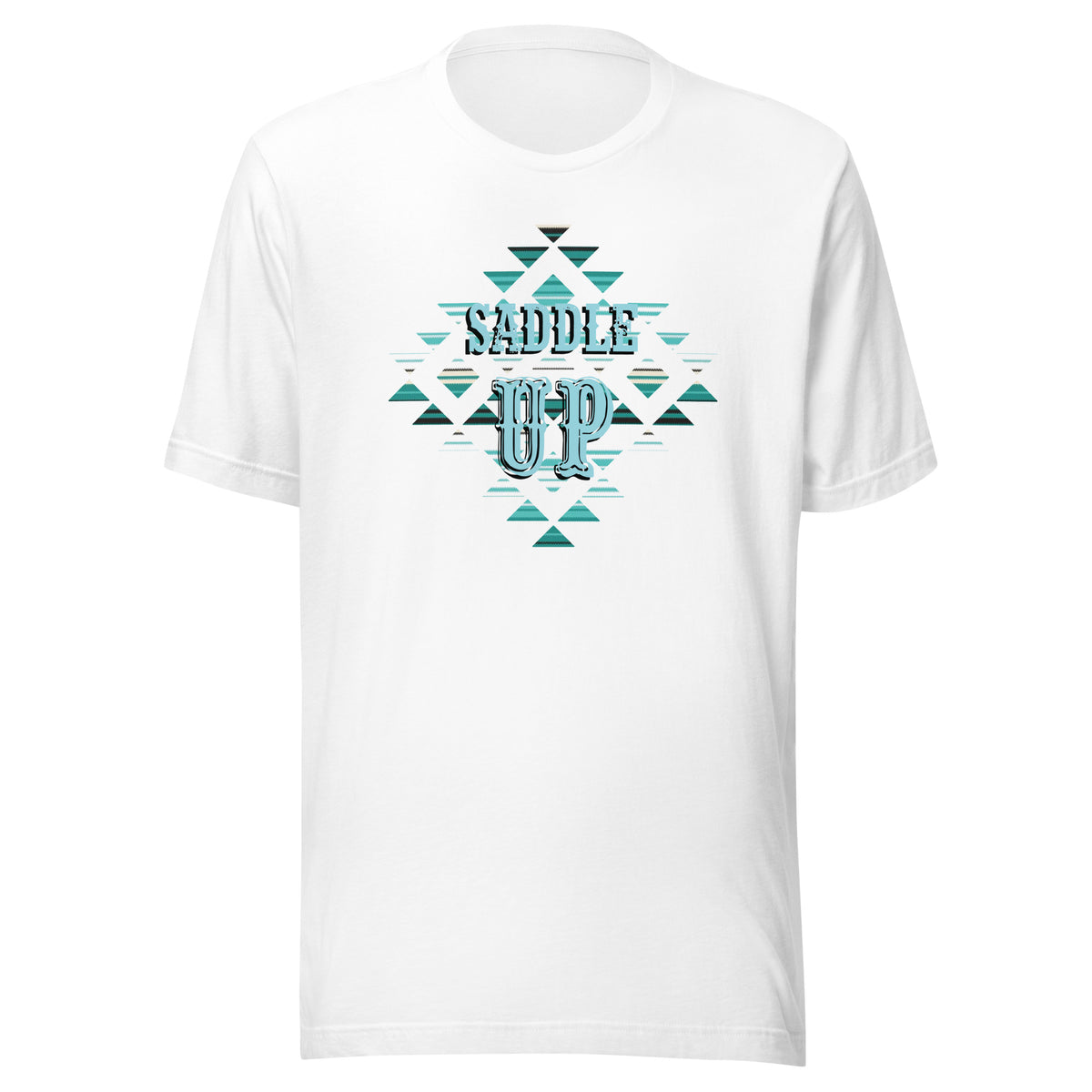 Saddle Up Aztec Tee in White, front view