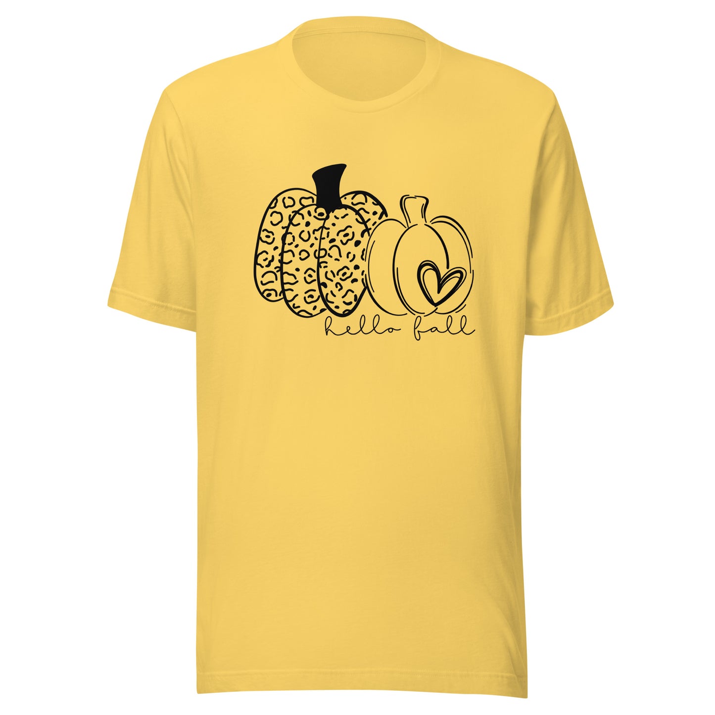 Hello Fall Two Pumpkins w Heart Short Sleeve Tee