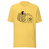 Hello Fall Two Pumpkins w Heart Short Sleeve Tshirt