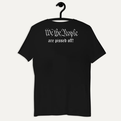 We The People Are Pissed Off Champion Heavyweight Tee in Black, on hanger