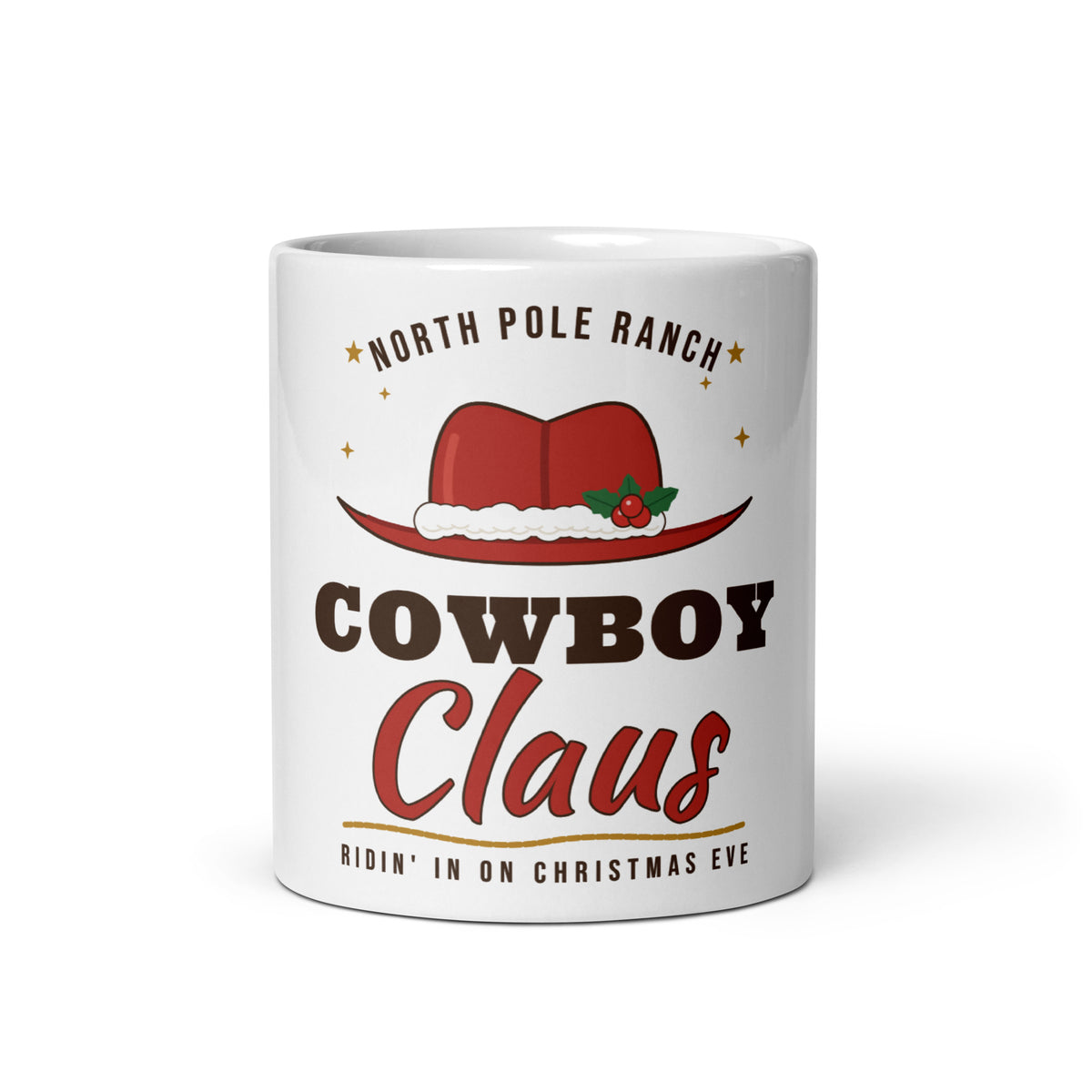 Cowboy Claus Western Christmas Mug, front view