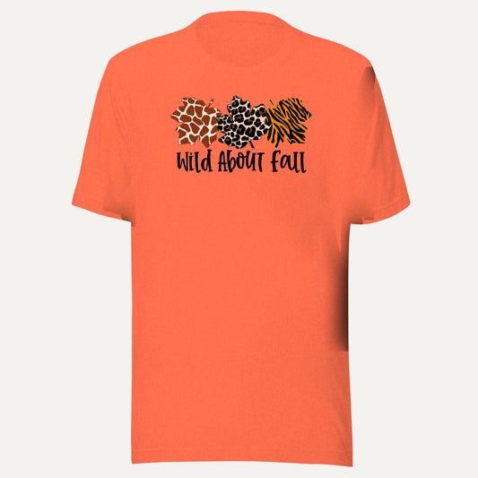 Wild About Fall Short Sleeve Tee in Heather Orange, front view