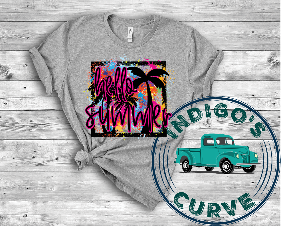 Hello Summer Tropical Neon Short Sleeve Tee