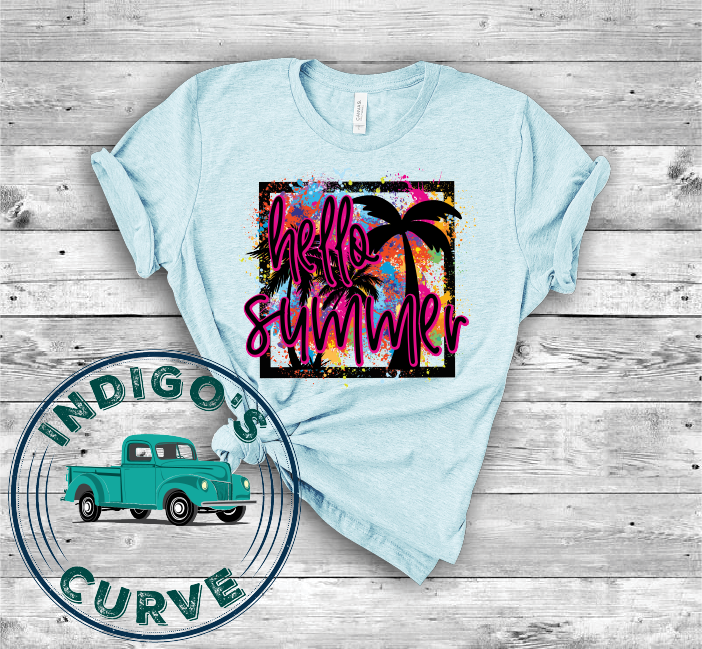 Hello Summer Tropical Neon Short Sleeve Tee