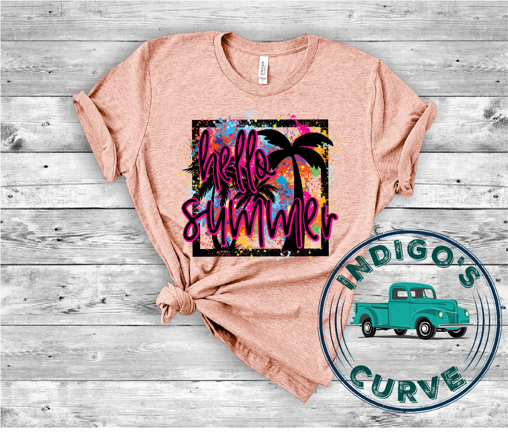 Hello Summer Tropical Neon Short Sleeve Tee