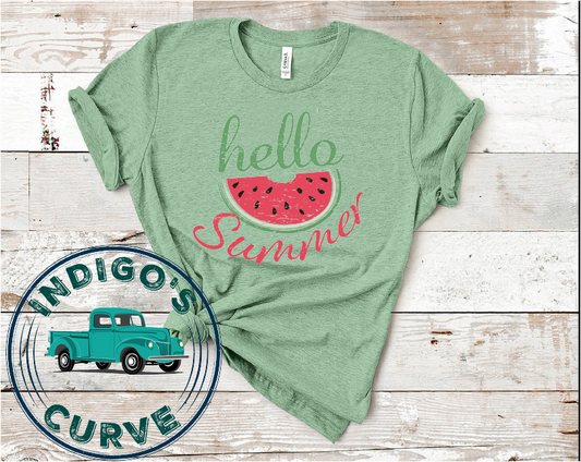 Hello Summer Watermelon Short Sleeve Tee