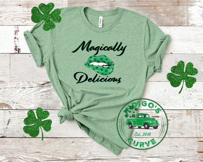 Magically Delicious Biting Lip Short Sleeve Tee in Heather Prism Mint, front view