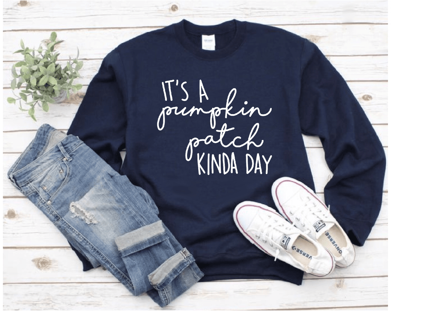 Indigo's Curve Sweatshirt Navy / S Pumpkin Patch Kinda Day Unisex Long Sleeve Sweatshirt