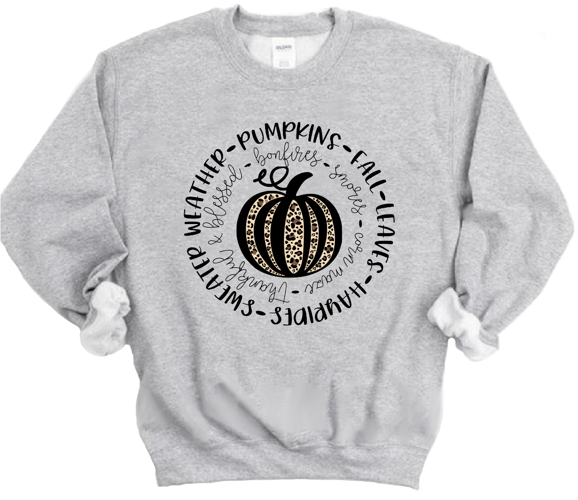 Indigo's Curve Sweatshirt Sport Grey / S Leopard Print Pumpkin Circle Unisex Long Sleeve Sweatshirt