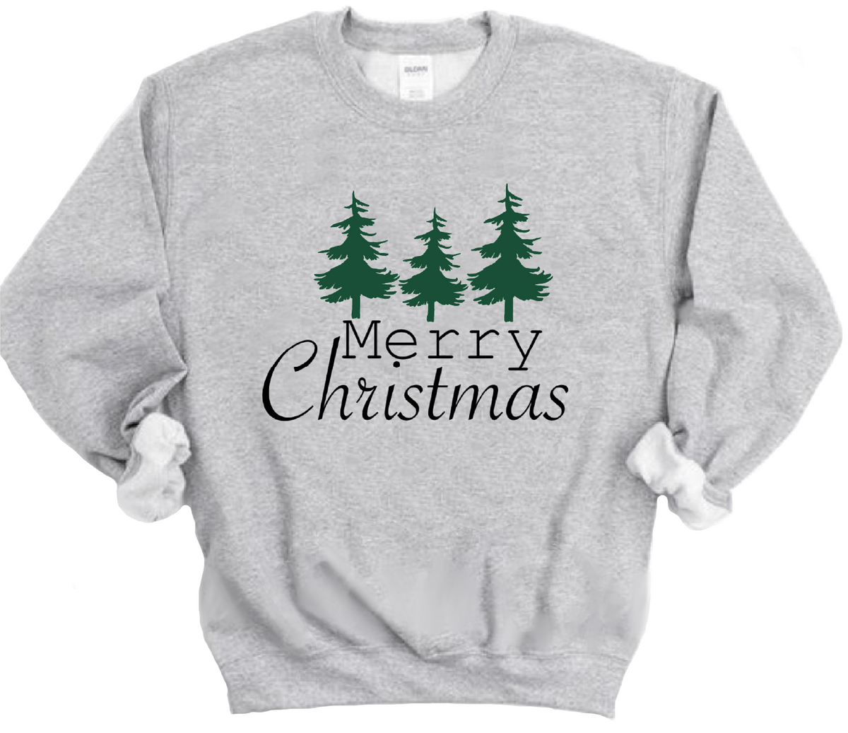 Merry Christmas 3 Trees Unisex Long Sleeve Sweatshirt in Sport Grey