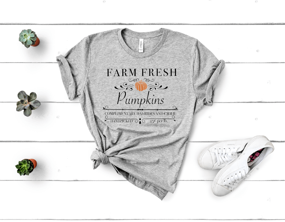 Indigo's Curve T-Shirt Athletic Heather / S Farm Fresh Pumpkins Fancy Unisex Short Sleeve Tshirt
